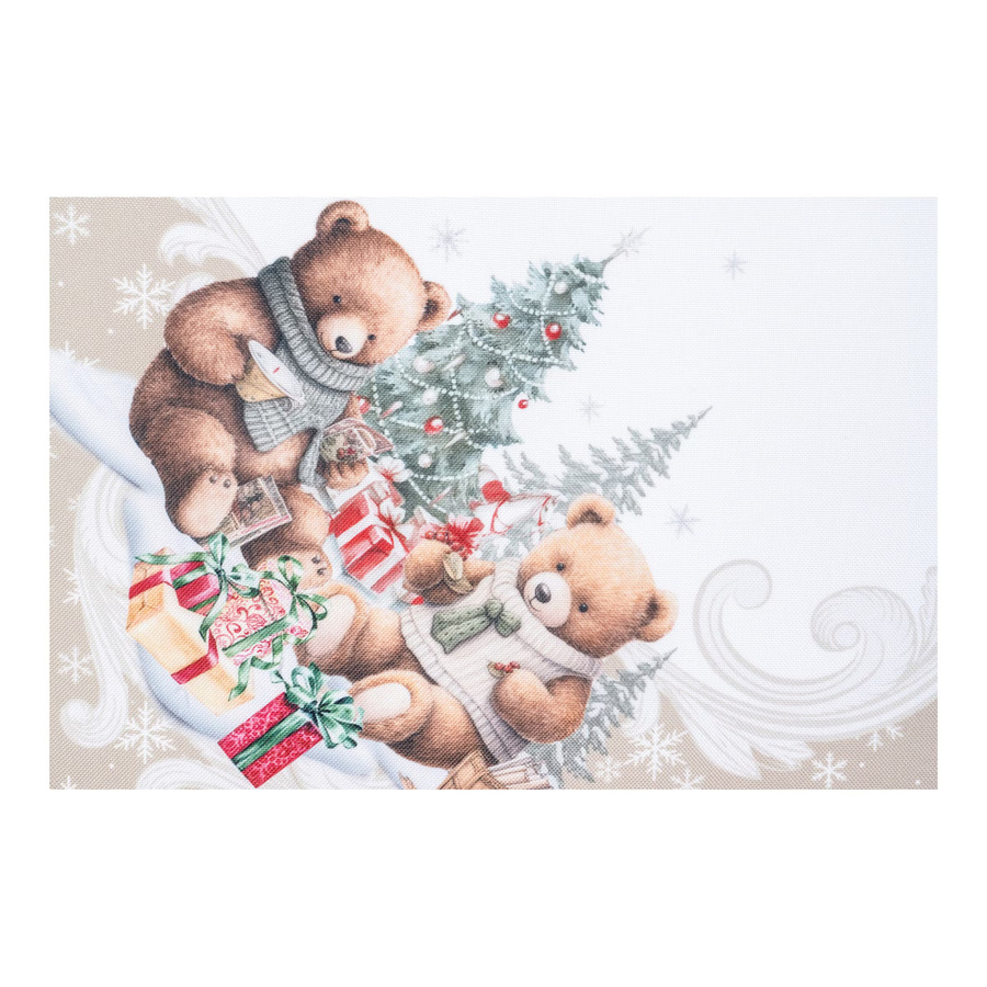 Mitteldecke Raebel Teddy-Bescherung in Weiß und Beige, B/B: 85 x 85 cm - Bild 1