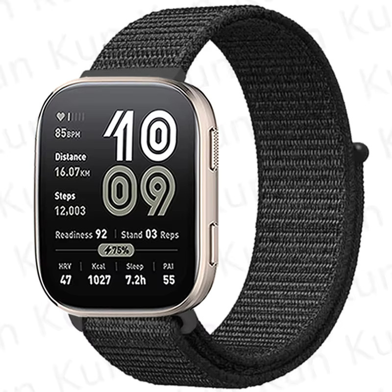 NEY Uhrenarmband Nylon, Schwarz, Unisex, für Amazfit Bip 6 5 Smartwatch - Bild 2