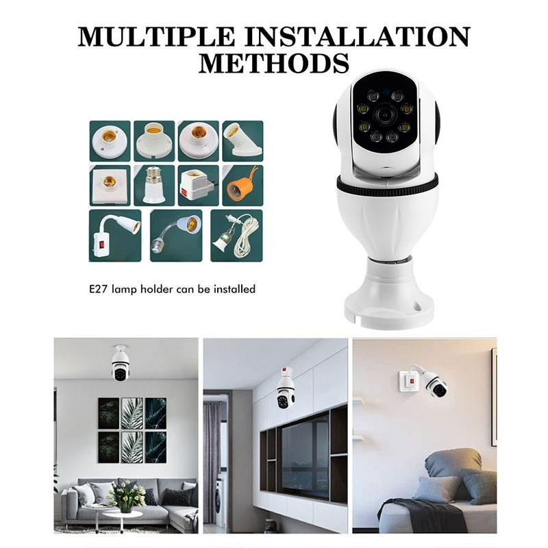 Weisse kabellose E27-PTZ-Überwachungskamera mit 5G WIFI, 360 Grad Drehung, automatischer Verfolgung, Panoramasicht, IR-Nachtsicht, Bewegungserkennung und Zwei-Wege-Audio - Bild 10