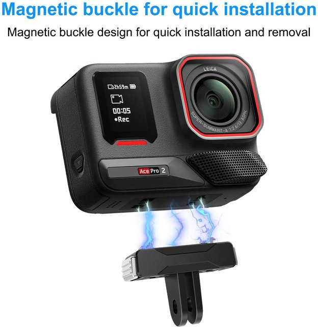 PULUZ Magnetischer Schnellwechseladapter in Schwarz für Insta360 X5, Ace Pro und Ace Pro 2 Action-Kameras - Bild 1