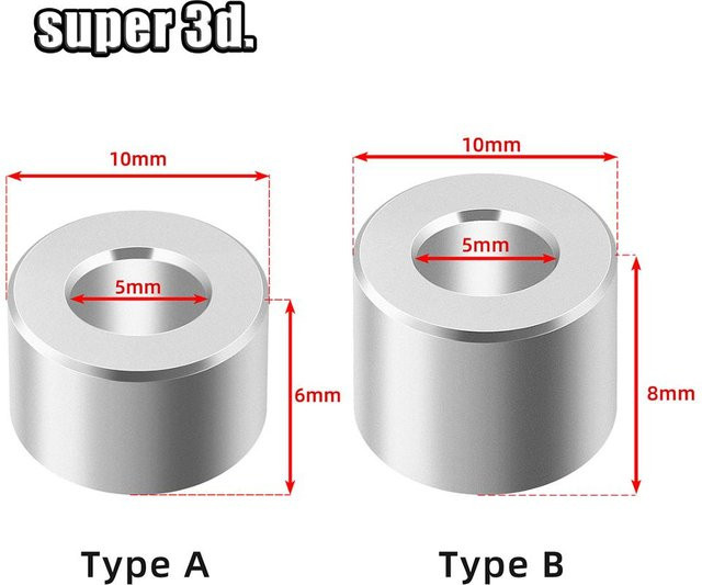 Openbuilds Aluminium-Abstandshalter für V-Nut-Profile in Silber, Bohrung: 5 mm - Bild 1