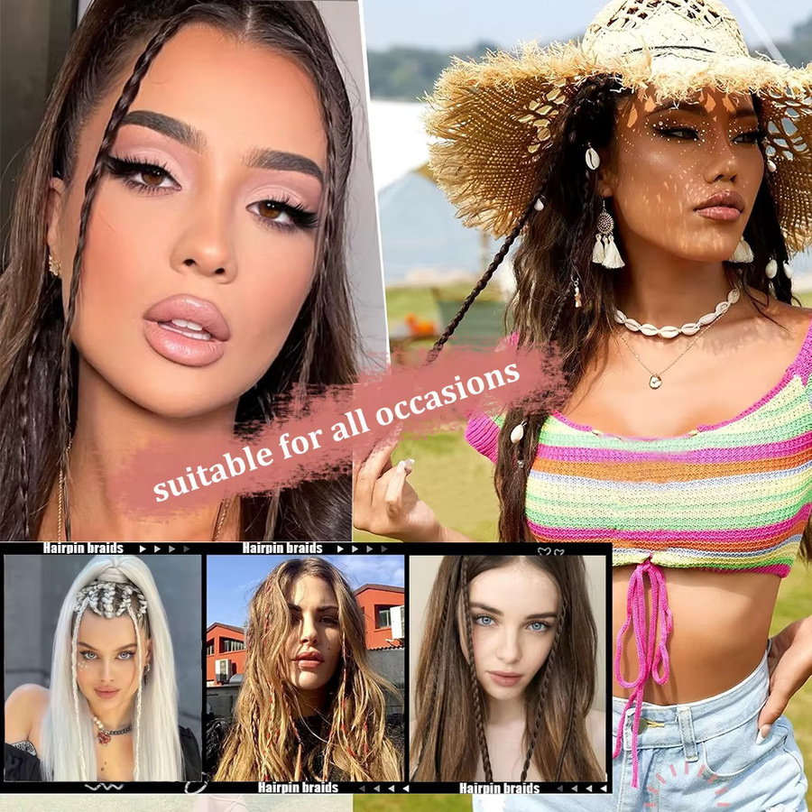 Refeeny Box Braids Clip-In-Haarverlängerungen, 4 Stück, Unisex - Bild 3