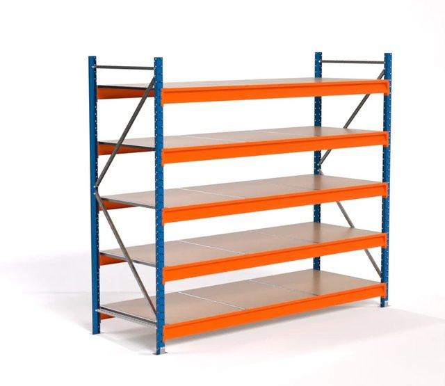 PROREGAL Industrie Weitspannregal MAXIMUS PRO Lagerregal mit 5 Spanplatten-Fachböden, Blau/Orange, H x B x T: 200 x 225 x 80 cm - Bild 1
