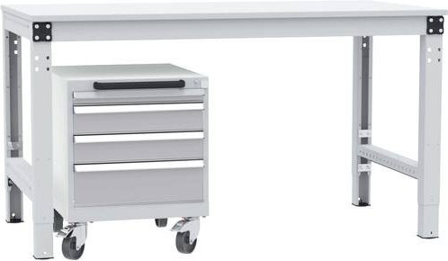 Manuflex BASETEC Schubfachschrank SP1193.9006 mobil aus Stahl in Alusilber mit 4 Schubfächern und Nutzhöhe 40 cm - Bild 1