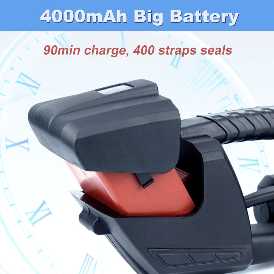 Podofo Wiederaufladbares Heißschmelz-Umreifungsgerät V3 Tragbare Automatische Elektrische Bündelmaschine in Schwarz für 11-16mm PP PET Band mit 3200N und 4000mAh Akku - Bild 6