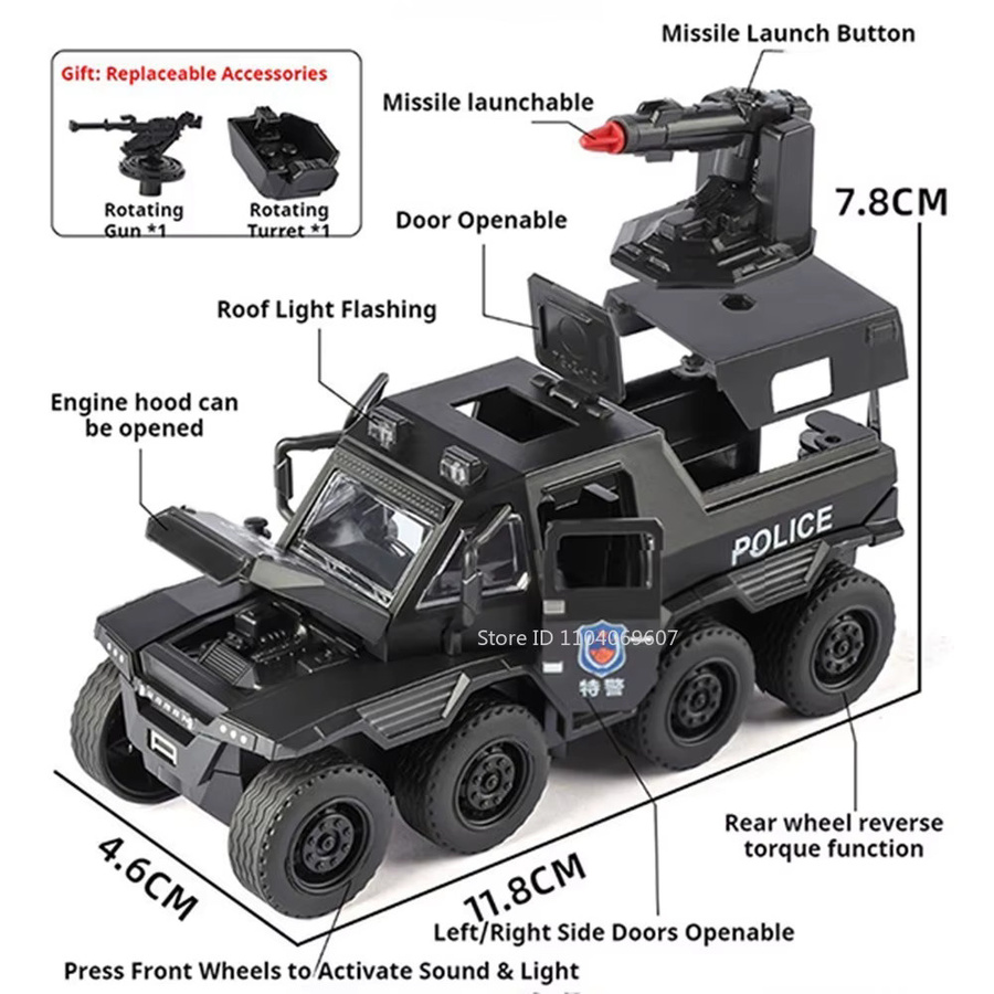 MINI AUTO Eroberer-Panzerwagen-Modell, 1:36 Maßstab, Metall, mit Licht und Sound - Bild 2