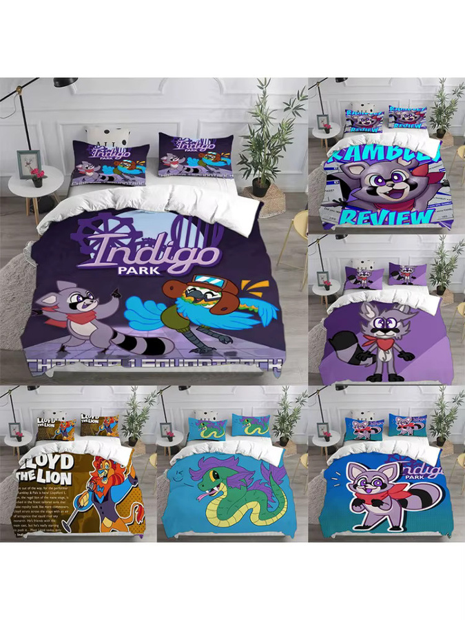 Bandai Indigo Park Bettwäsche-Set mit Bettbezug und Kissenbezug im Cartoon-Design, Mehrfarbig - Bild 3