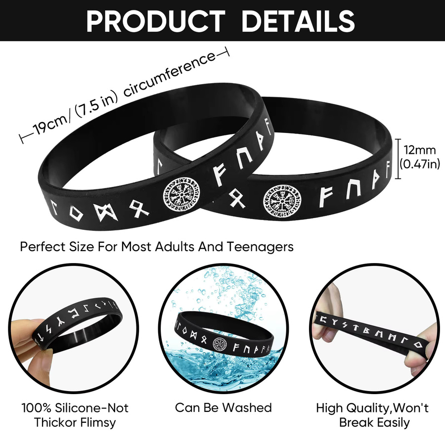 prjewel Armband, 5-teilig, Silikon, Schwarz, Unisex - Bild 3