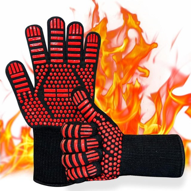 Hitzebeständige Grillhandschuhe von INMAICH in Rot, feuerfeste und rutschfeste Küchenofenhandschuhe zum Kochen, Braten und Backen - Bild 1