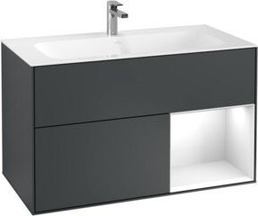 V&B Finion Waschtischunterschrank mit LED-Wandbeleuchtung, lackiert, B: 99,6 cm, H: 59,1 cm - Bild 1