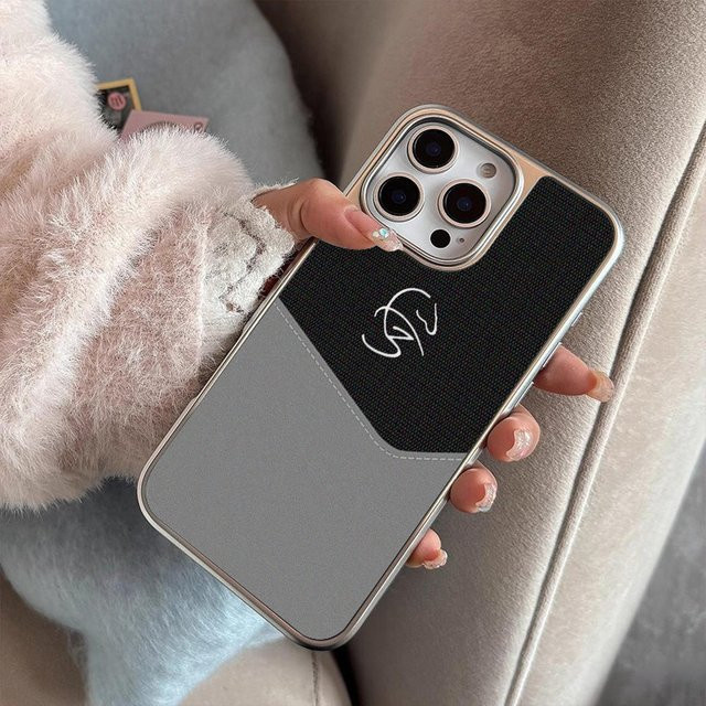 DecoPhone Business-Style Handyhülle mit Silberkanten und Mattierung für iPhone 11 bis 17 Pro Max in Grau/Silber - Bild 1