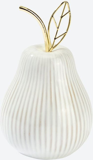 Moderne Deko-Birne aus Steinzeug von NKD in Weiß und Gold, H: 14 cm, B: 8,5 cm, T: 8,5 cm - Bild 1