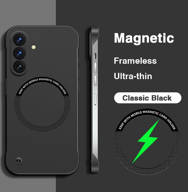 Magnetische Rahmenlose Schutzhülle für Samsung Galaxy A56 in Orange, Schlanke Matt-Hülle aus Hart-PC mit Wireless Charging Unterstützung - Bild 1