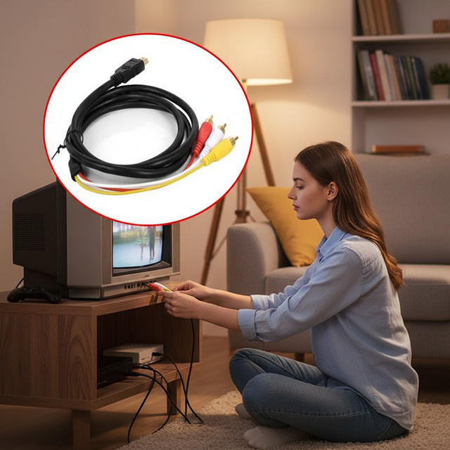 HDMI zu RCA Adapter in Schwarz für 1080P HD Video und Audio mit vergoldeten Anschlüssen - Bild 1