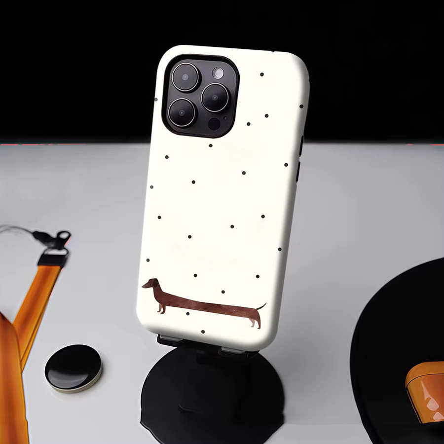 Potdemiel Magnetische Handyhülle Dackel & Punkte für iPhone 17 16 15 14 13 Pro Max Plus Weiß - Bild 3