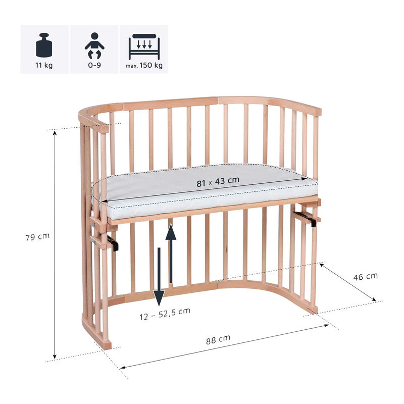 Babybay Beistellbett Original aus massiver Buche in Beige, B/T: 81 x 43 cm - Bild 3