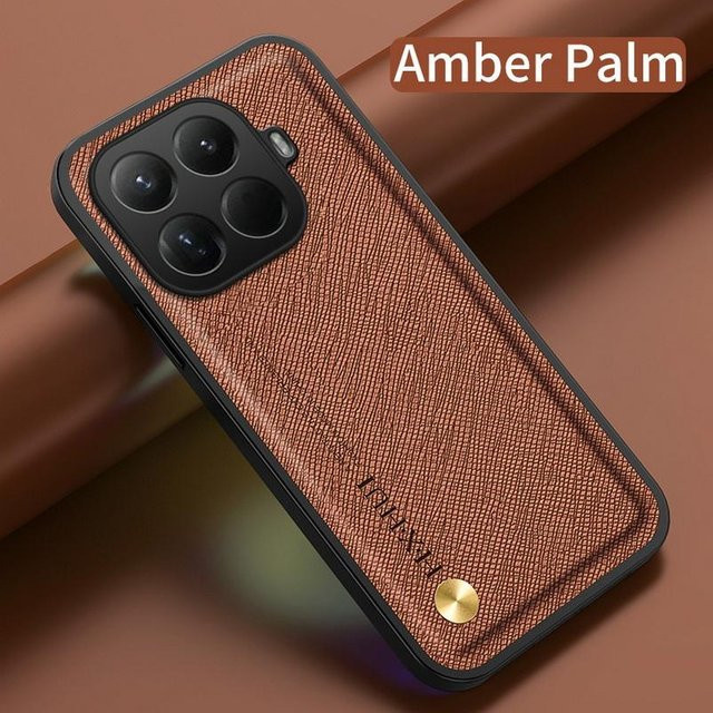 Magnetische Lederhülle für Xiaomi 14 Ultra, 13T Pro, 12s und weitere Modelle mit integriertem Autohalter in Braun - Bild 1