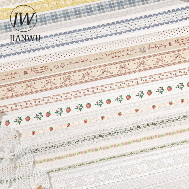 JIANWU Washi Tape Set mit 3 Rollen handgemachter Spitze im Kawaii Blumen Design für DIY Journal und Scrapbooking, Mehrfarbig - Bild 1