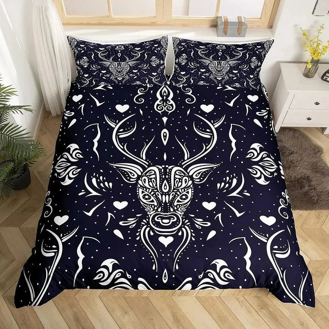 Lodestar Bettwäscheset Damast Schwarz mit floralem Barock-Design, Bettbezug und Kissenbezug aus Mikrofaser, B/H: 133 x 70 cm - Bild 1