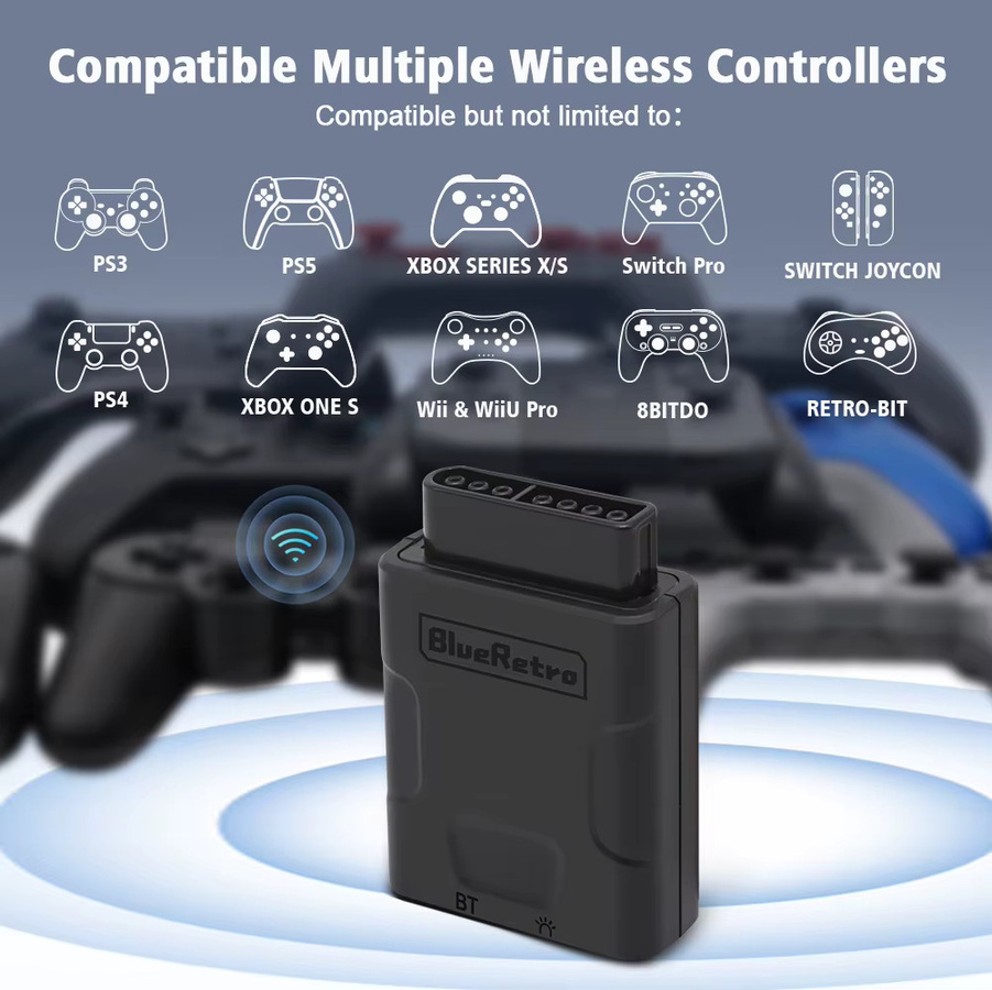 RetroScaler Blueretro Wireless Controller Adapter in Schwarz für SNES SFC Konsole zu PS4 PS5 Switch Pro Joycon und Xbox One S via Bluetooth - Bild 2