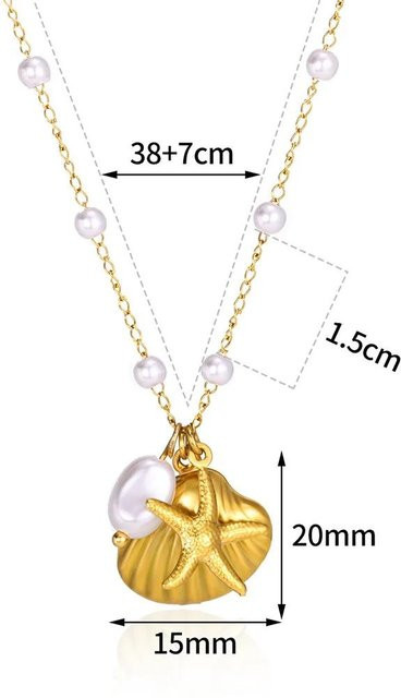 YIRAN Halskette Seestern Anhänger, Edelstahl, Gold, Damen, 45cm - Bild 1