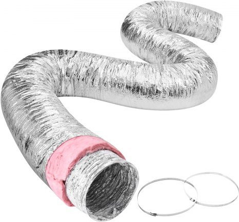 VEVOR Aluflexschlauch Isolierter Lüftungsschlauch Silber, Durchmesser: 158 mm, Länge: 7620 mm, R-6 Thermischer Widerstandswert mit Owens Corning Isolierwatte für HVAC Heizung Kühlung Belüftung und Abluft - Bild 1