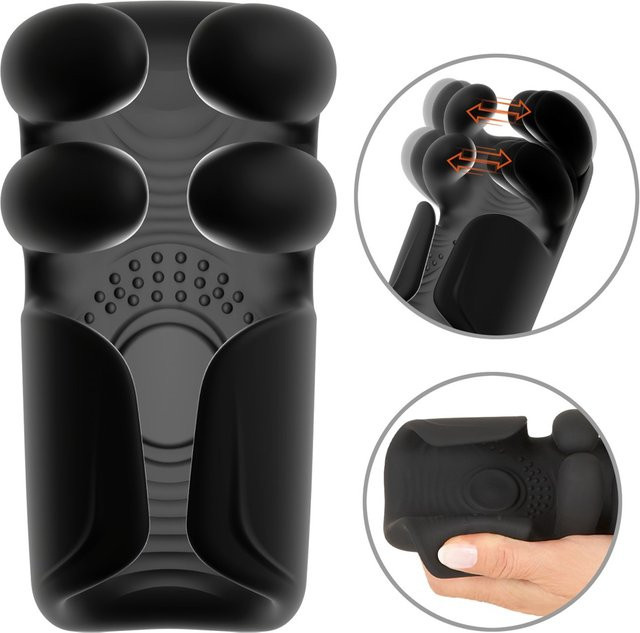 Rebel Masturbator mit Pulsation, Vibration und Greifmassage in Schwarz - Bild 1