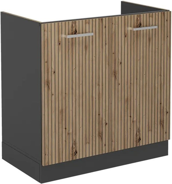 Vicco Spülenunterschrank R-Line Küchenunterschrank in Artisan-Eiche und Anthrazit ohne Arbeitsplatte Breite: 80 cm - Bild 1