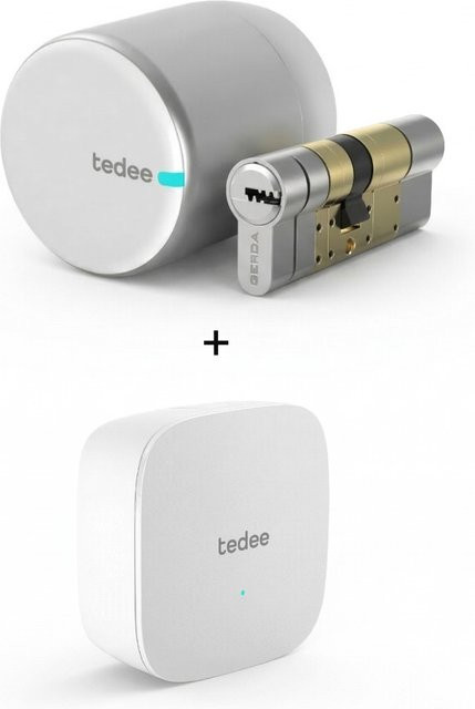 tedee Starter Set Zylinder in Weiß mit Bridge, PRO Türschloss und Standardzylinder - Bild 1
