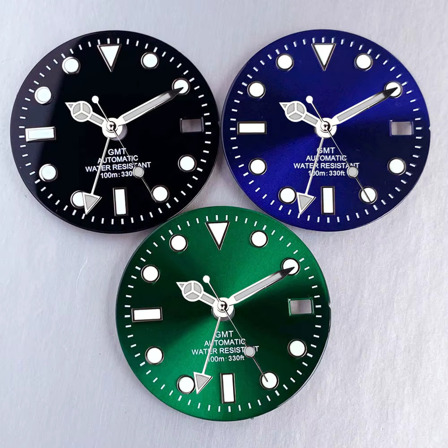 Matelion Uhrenzifferblatt, Schwarz Grün Blau, 29 mm, Automatikwerk, Herren - Bild 3