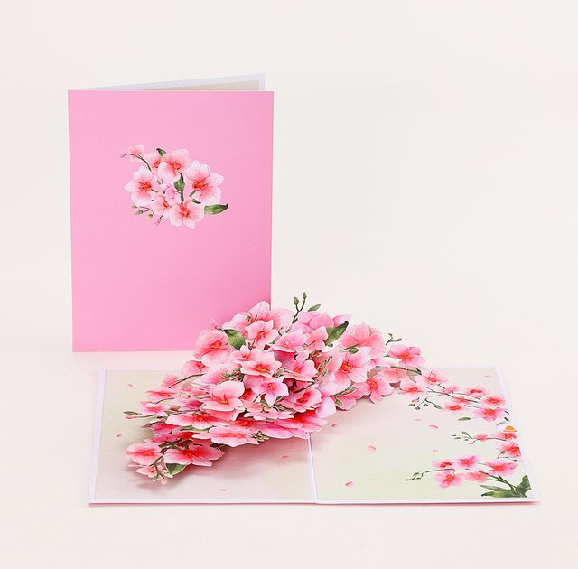 Opjoys 3D-Grußkarte mit rosa Quince-Zweigen in Pink - Bild 1
