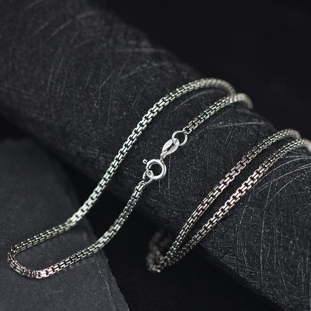Wucifang Jewelry Halskette 925 Silber, 50 cm, Schwarz, Unisex - Bild 1