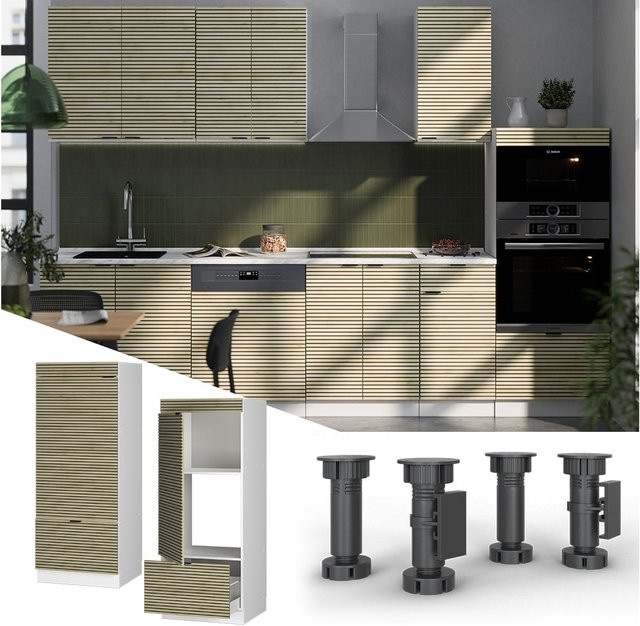 Vicco Mikrowellenschrank Fame-Line in Weiß und Eiche mit Schublade, Tür und Soft-Close-Scharnieren, Breite: 60 cm - Bild 1