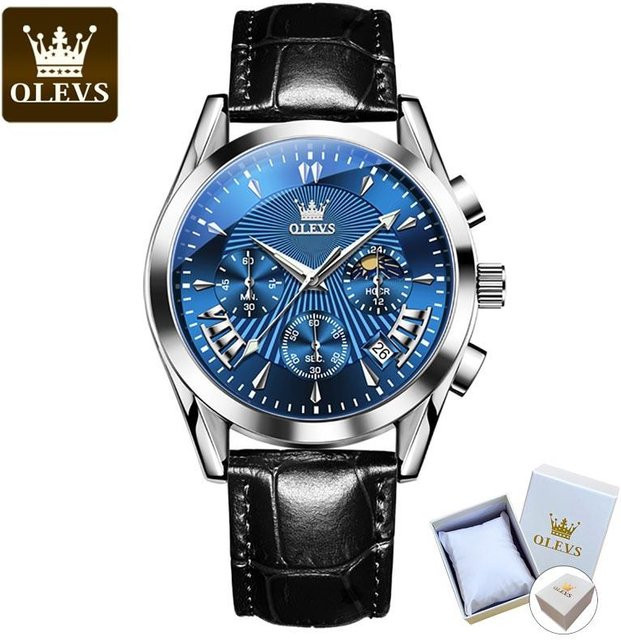 OLEVS Armbanduhr, Quarz, Edelstahl, Grau, Herren, 40 mm - Bild 1