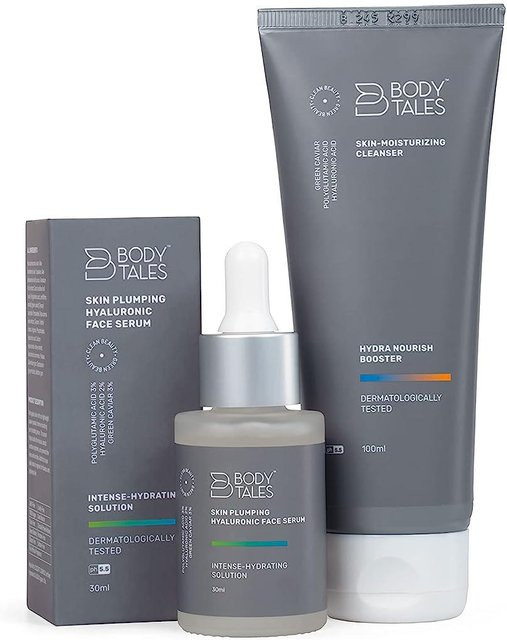 Bodytales Skin Plumping Hyaluronic Face Serum & Skin Moisturizing Cleanser Set, 30 ml + 100 ml - Bild 1