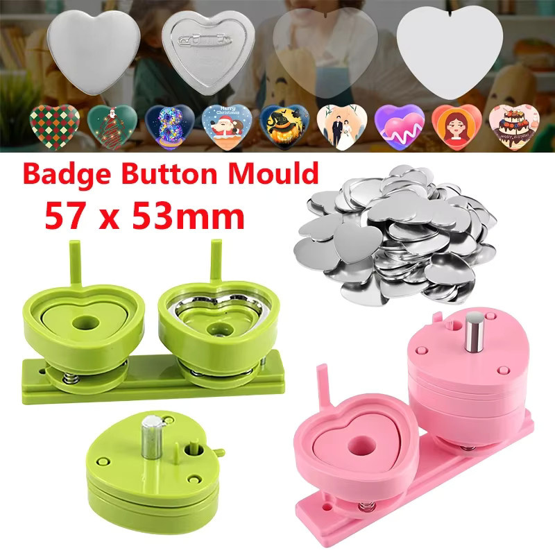 Herz Form Button Maker Maschine für DIY Abzeichen in Pink, Form 57 x 53 mm - Bild 2