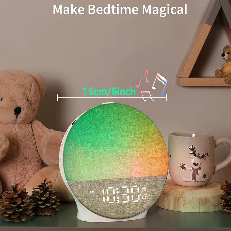 Niditon Wake Up Light Sonnenaufgang Wecker mit White Noise Sound Maschine, Bluetooth Lautsprecher und Nachtlicht, Farbe: Weiß - Bild 5