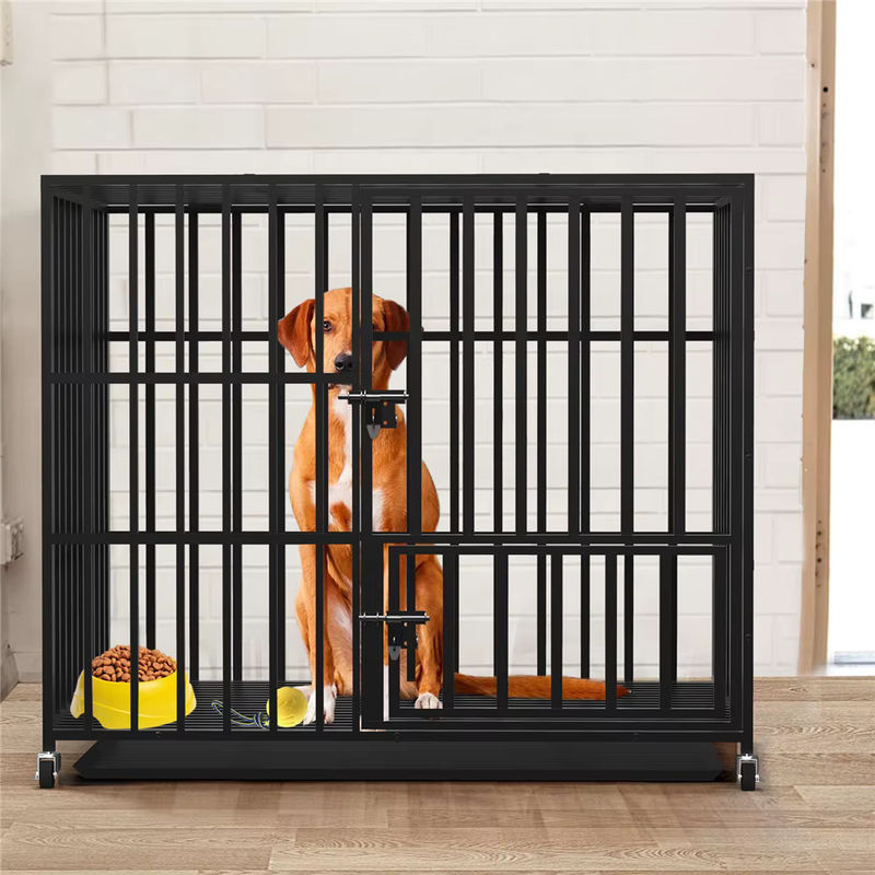 Bingopaw Metall Hundekäfig mit 3 Türen, Schlössern und 4 Rollen in Schwarz - Bild 2