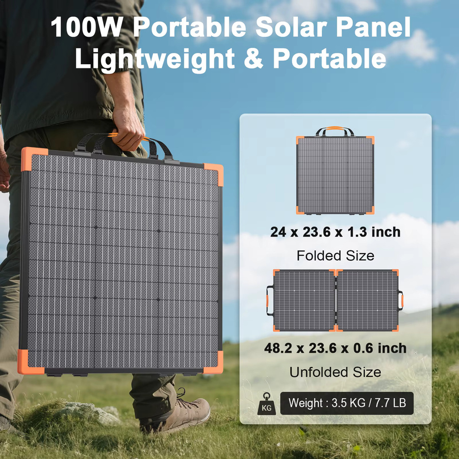MHPOWOS Bifaziales Solarmodul Set in Schwarz, Tragbares Solarladepanel für Camping und Outdoor-Tourismus - Bild 3