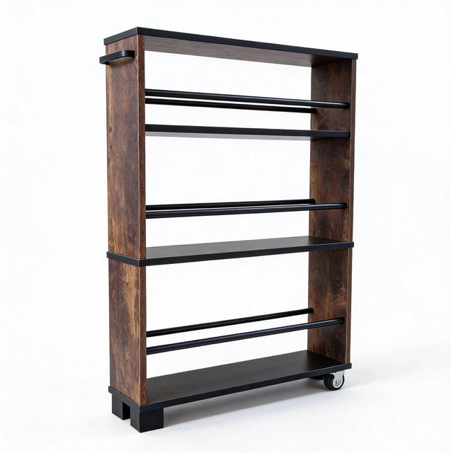 Relaxdays Nischenwagen im Industrial-Design aus Holzwerkstoff und Eisen in Schwarz, B/T/H: 80 x 13 x 50 cm - Bild 1
