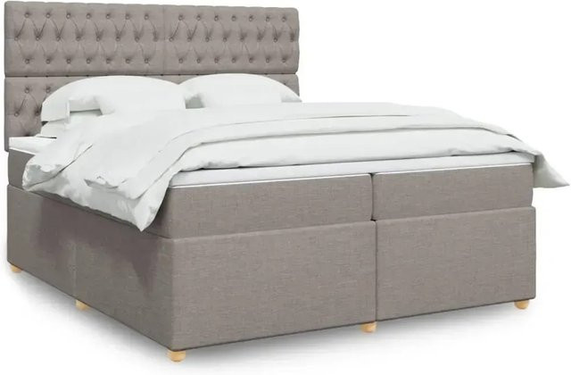 vidaXL Boxspringbett Hybrid mit Matratze und USB-Ladeport in Beige, B/T: 200 x 200 cm - Bild 1