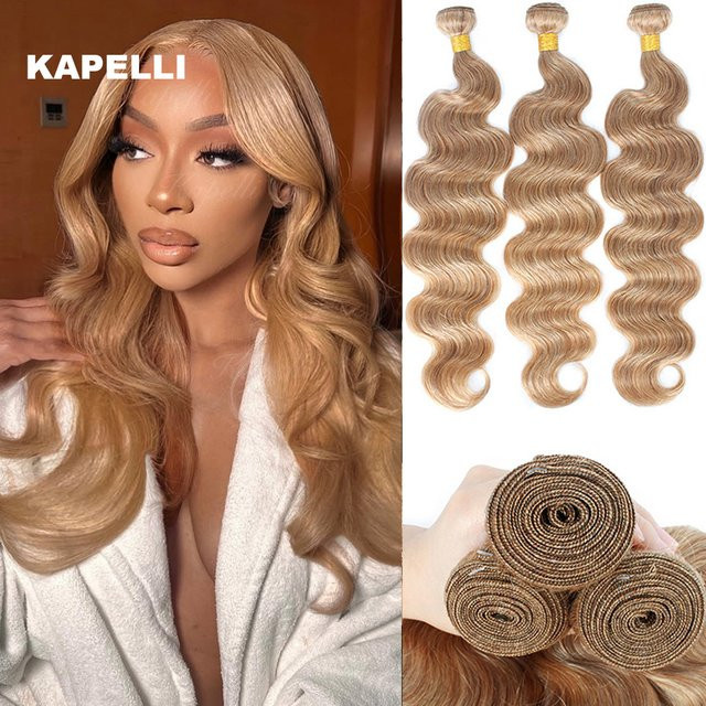 Kapelli Body Wave Echthaar-Extensions, 100% Remy Echthaar, Honigblonde Nuancen 27 613 - Bild 1