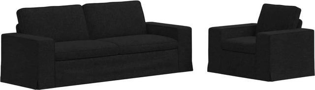 vidaXL Sofa 2-teilig Schwarz Stoff mit Metallrahmen B/T/H: 222 x 80 x 82 cm und 103 x 80 x 82 cm - Bild 1
