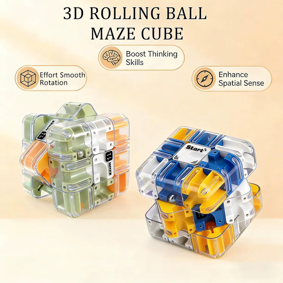 RUIYOROT 3D Rollkugel-Labyrinth-Würfel, Denkspiel, Lernspielzeug, ab 3 Jahre - Bild 2