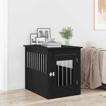 vidaXL Hundebox im Möbel-Stil Schwarz, B/T/H: 55 x 75 x 65 cm - Bild 2