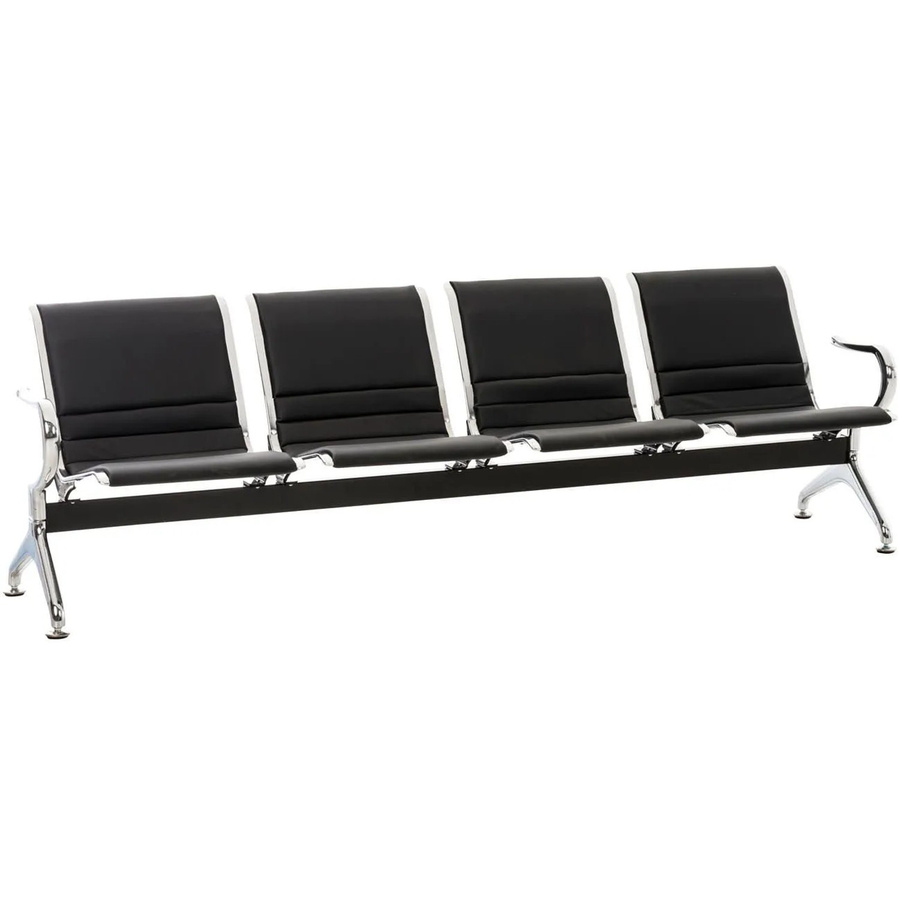 DELUKE Wartebank Frankfurt 4-Sitzer NANTES aus Kunstleder in Schwarz, B/T/H: 238 x 70 x 78 cm - Bild 2