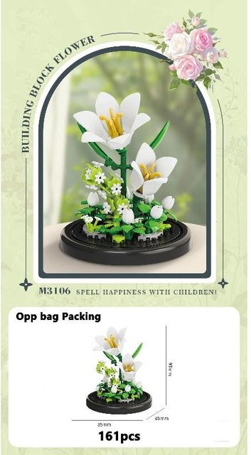 Yiran bag Ewiger Blumenstrauß Bonsai Topfpflanze, Mikro-Bausteine, beige, ab 3 Jahren - Bild 1
