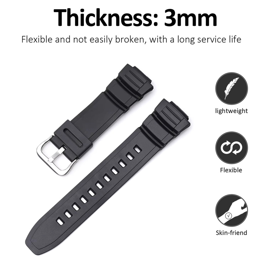 Uhrenarmband Harz-Gummi, Schwarz, 16 mm, Unisex - Bild 4