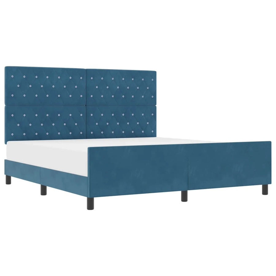 vidaXL Boxspringbett mit Kopfteil in Dunkelblau aus Samt, B/T: 180 x 200 cm, Höhe: 186 cm - Bild 2