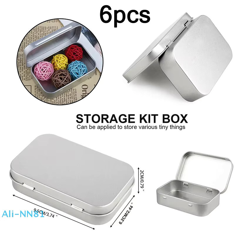 6er Set SHNGki Metallboxen aus verzinktem Metall in Silber mit Klappdeckel und mattem Finish als kleine Aufbewahrungsboxen und Organizer - Bild 2